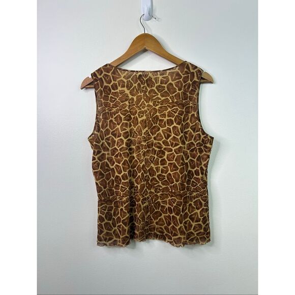 Vintage Kemp Collection Giraffe Print Sheer Tank Top Brown Y2K Safari Animal XL - Picture 7 of 10